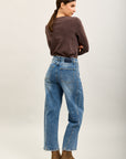 Kurz geschnittene Ballon-Jeanshose aus Stretch-Denim von Toxik3
