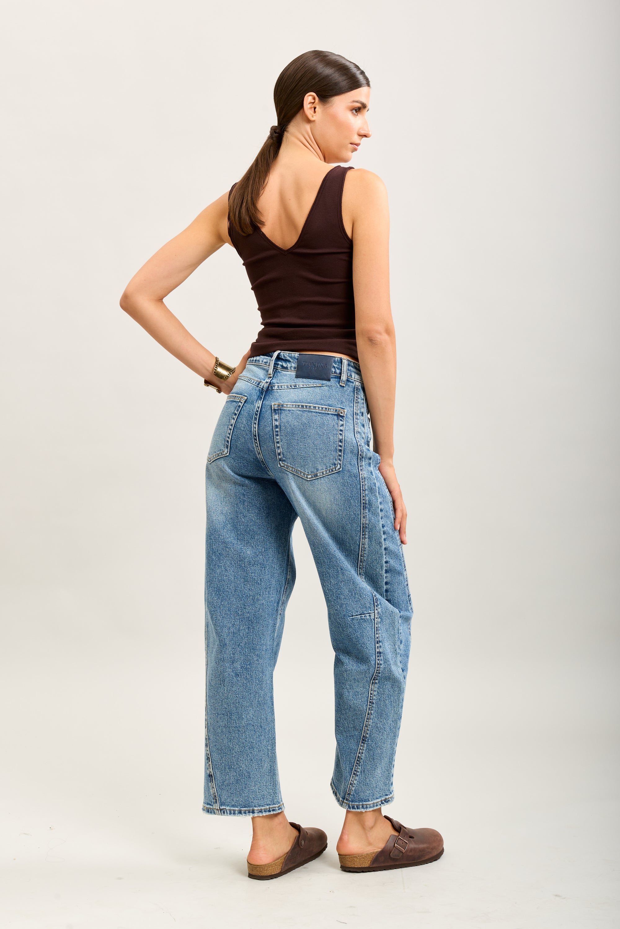 Kurz geschnittene Ballon-Jeanshose aus Stretch-Denim von Toxik3