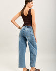Kurz geschnittene Ballon-Jeanshose aus Stretch-Denim von Toxik3