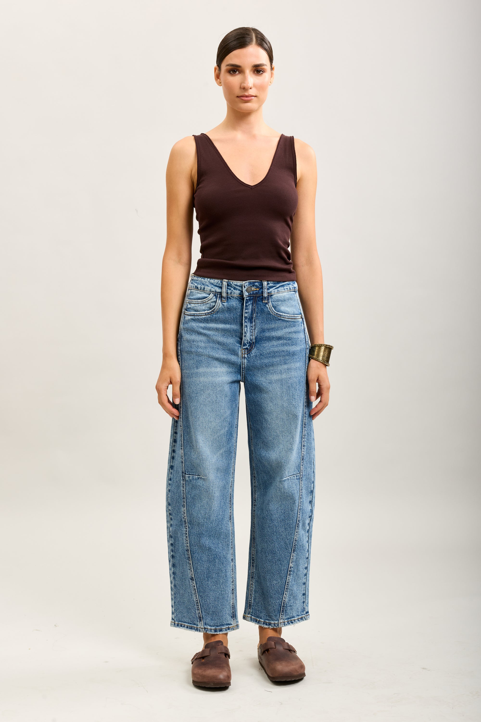Kurz geschnittene Ballon-Jeanshose aus Stretch-Denim von Toxik3