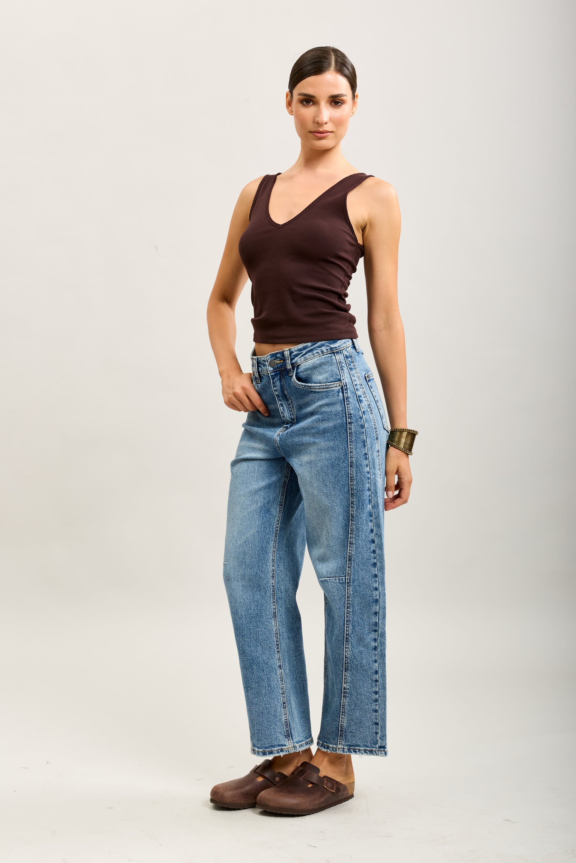 Kurz geschnittene Ballon-Jeanshose aus Stretch-Denim von Toxik3