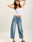 Toxik3 pantalon jean balloon denim imprimé