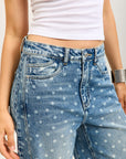 Toxik3 pantalon jean balloon denim imprimé