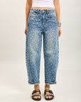 Toxik3 pantalon jean balloon denim imprimé