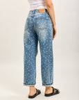Toxik3 pantalon jean balloon denim imprimé