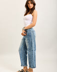 Toxik3 pantalon jean balloon denim imprimé