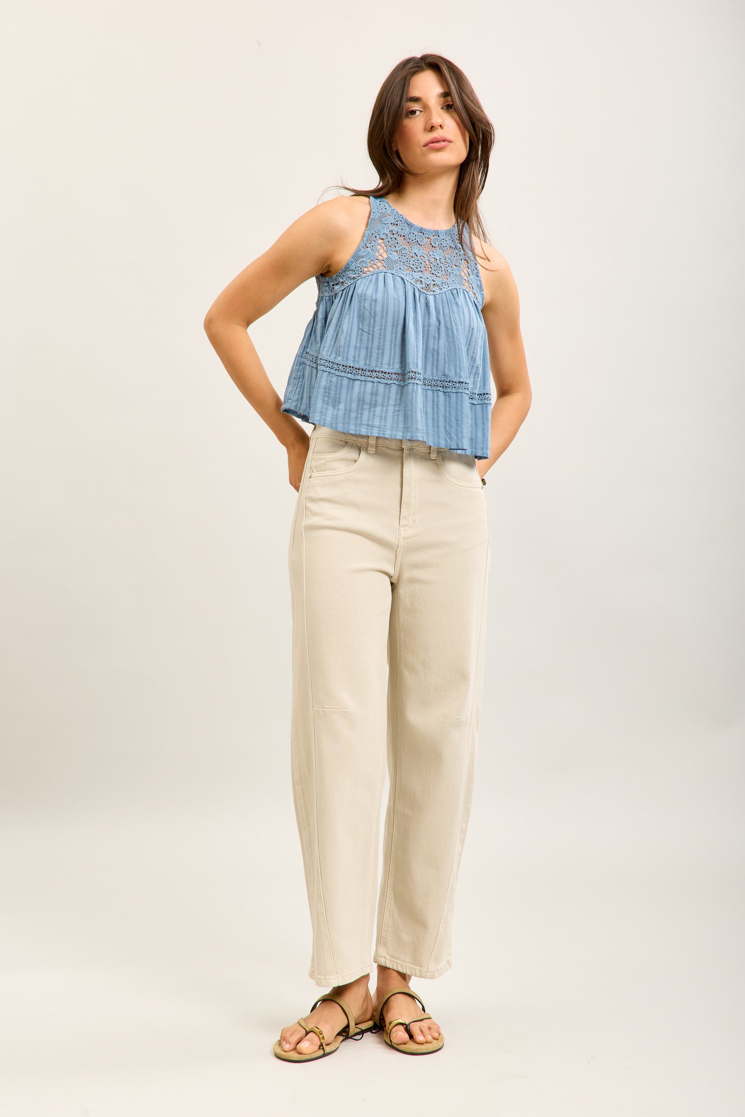 Toxik3 ballon cropped jeansbroek van stretchdenim