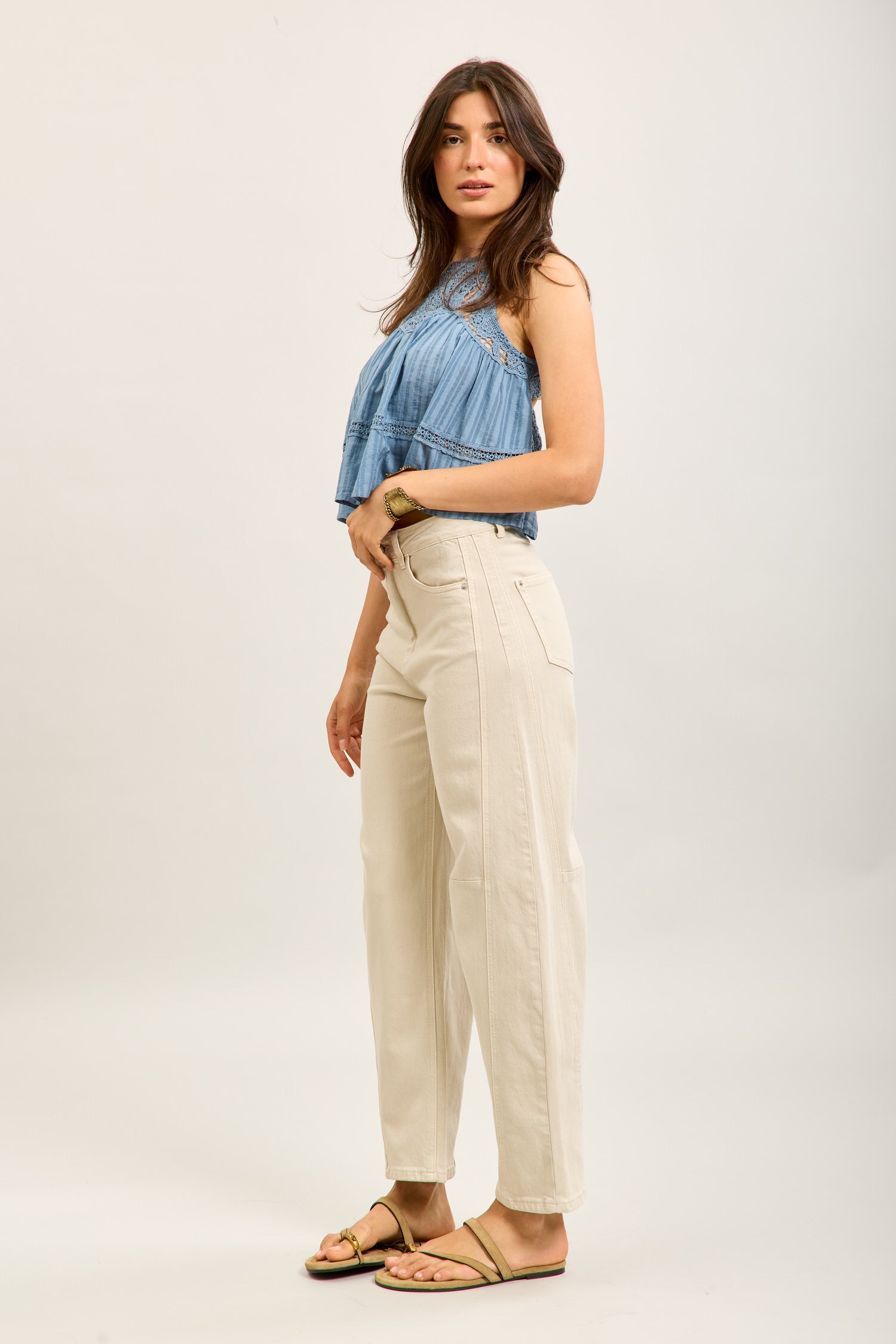 Toxik3 ballon cropped jeansbroek van stretchdenim
