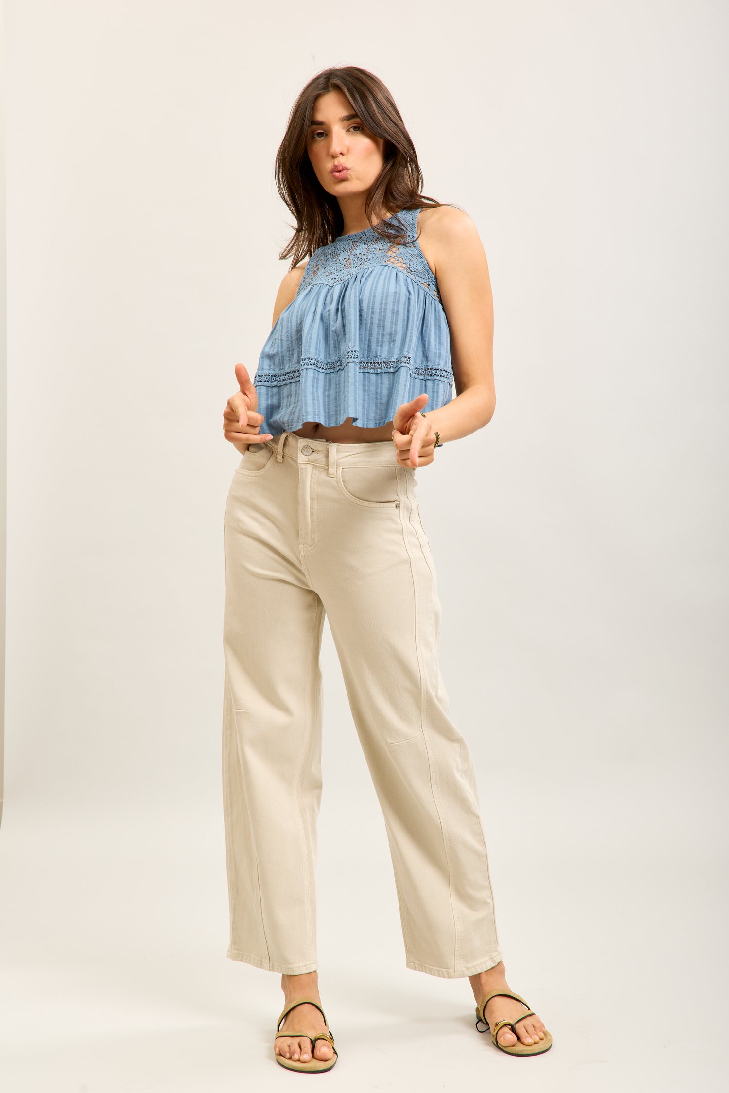 Toxik3 ballon cropped jeansbroek van stretchdenim