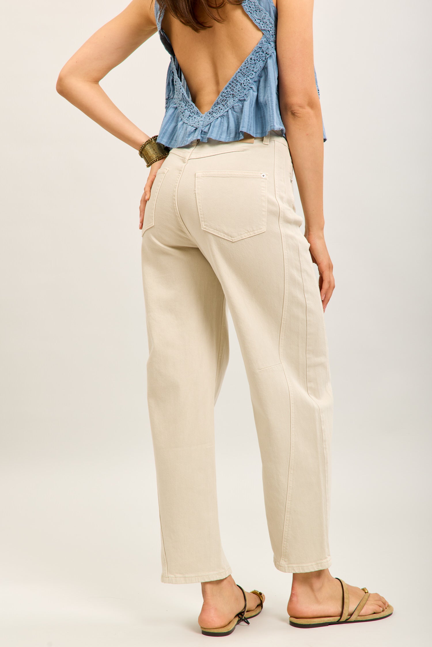 Toxik3 ballon cropped jeansbroek van stretchdenim