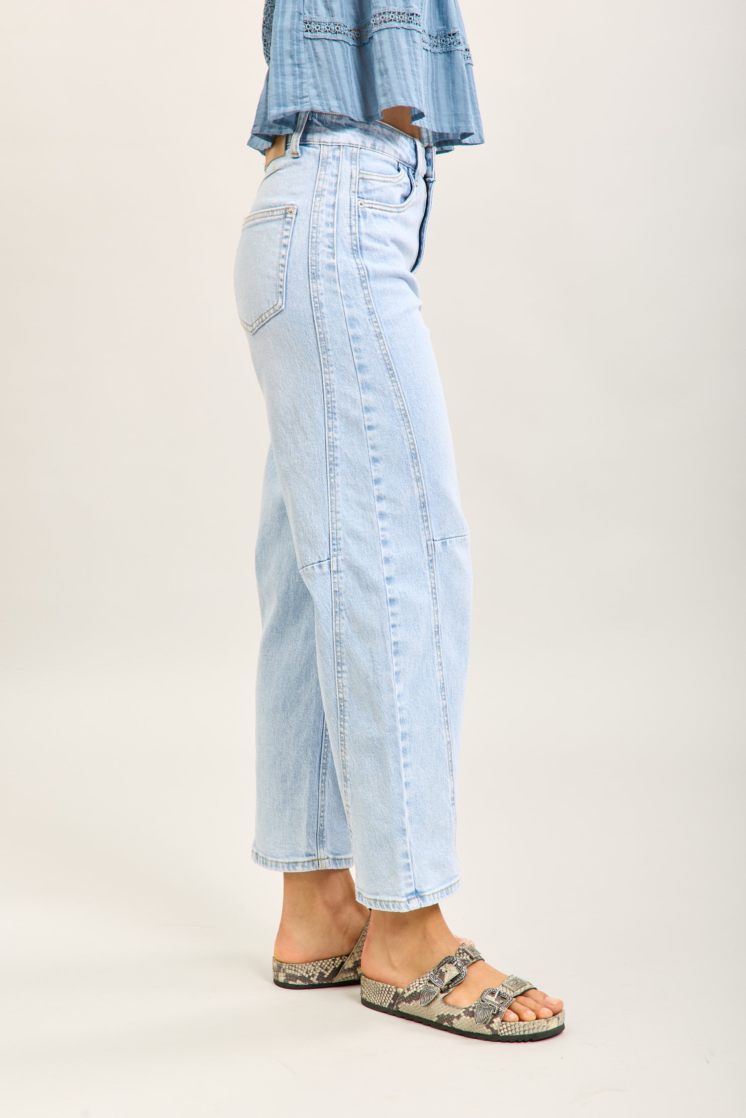 Toxik3 ballon cropped jeansbroek van stretchdenim