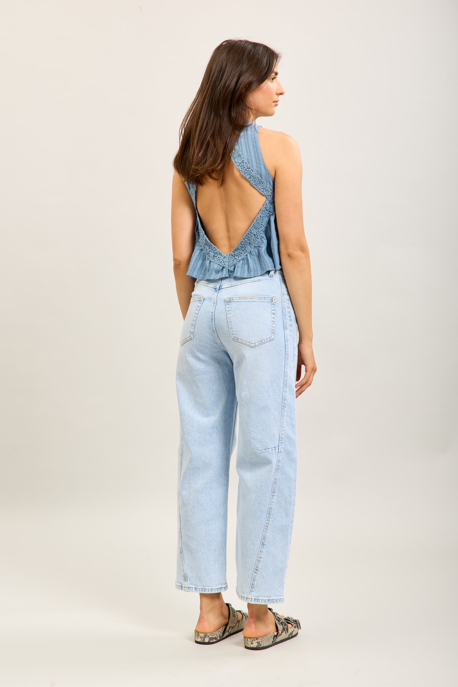 Toxik3 ballon cropped jeansbroek van stretchdenim