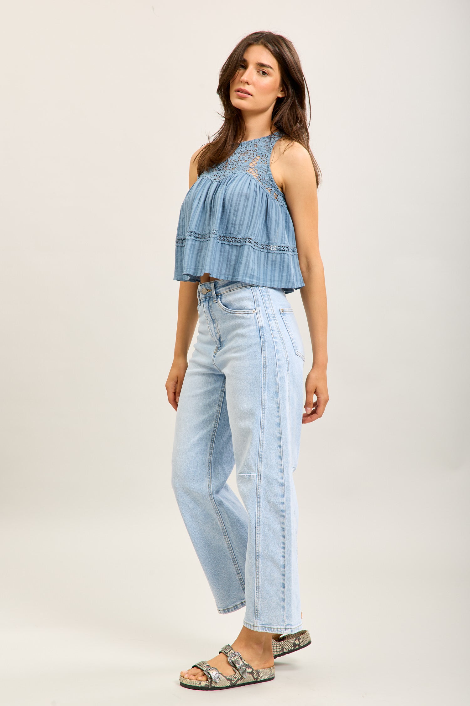 Toxik3 ballon cropped jeansbroek van stretchdenim