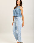 Toxik3 ballon cropped jeansbroek van stretchdenim
