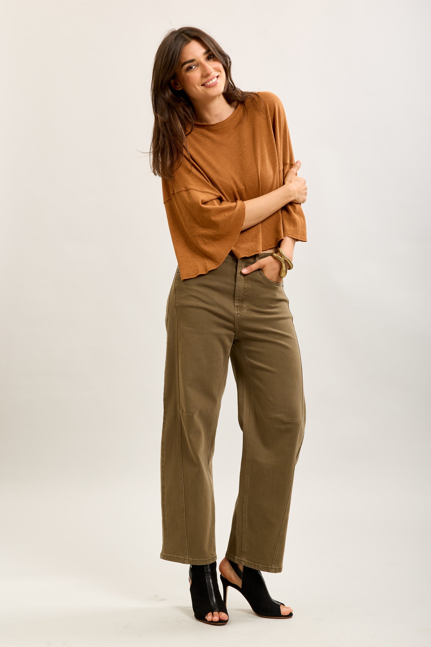 Toxik3 ballon cropped jeansbroek van stretchdenim