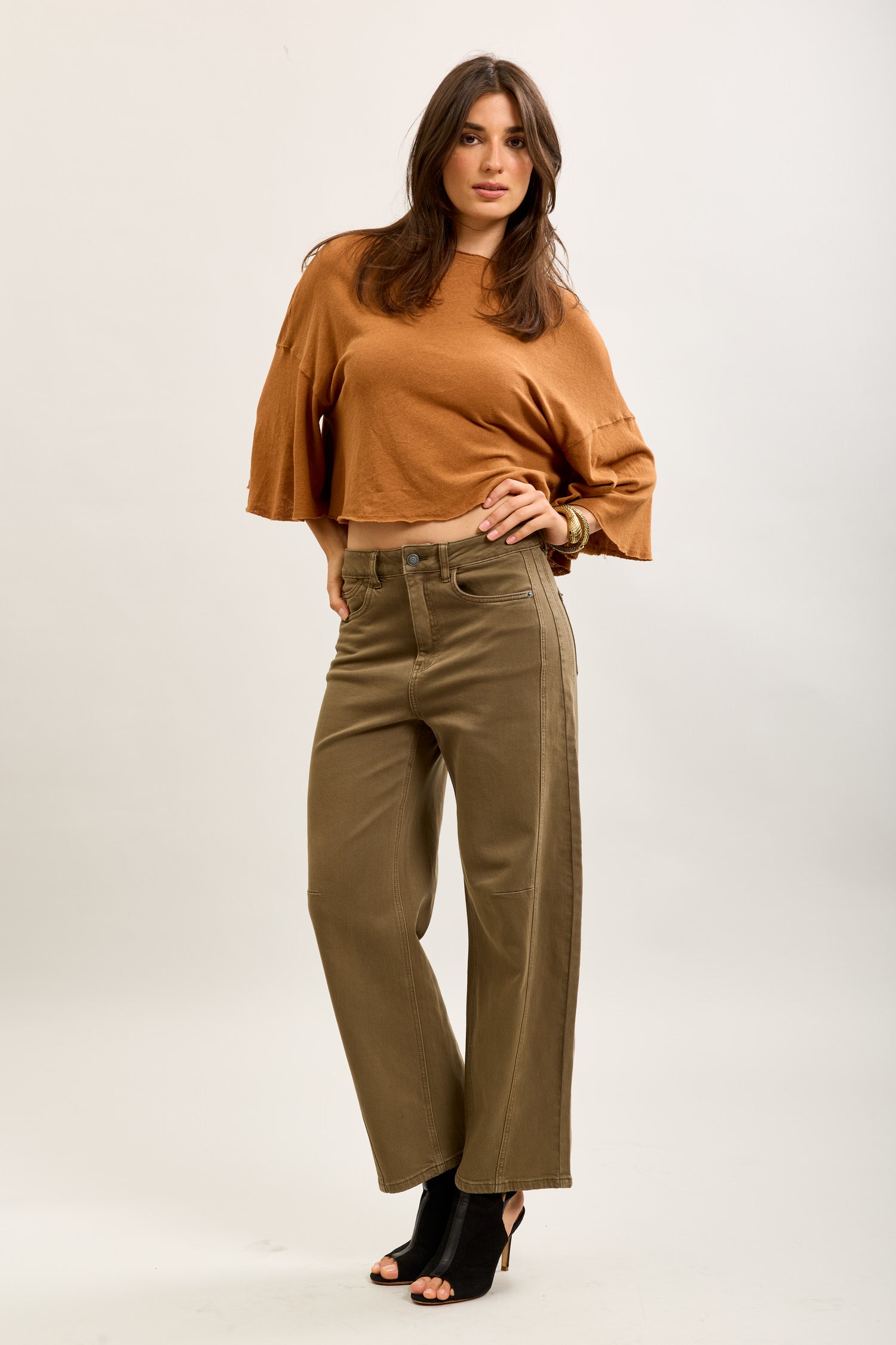 Toxik3 ballon cropped jeansbroek van stretchdenim