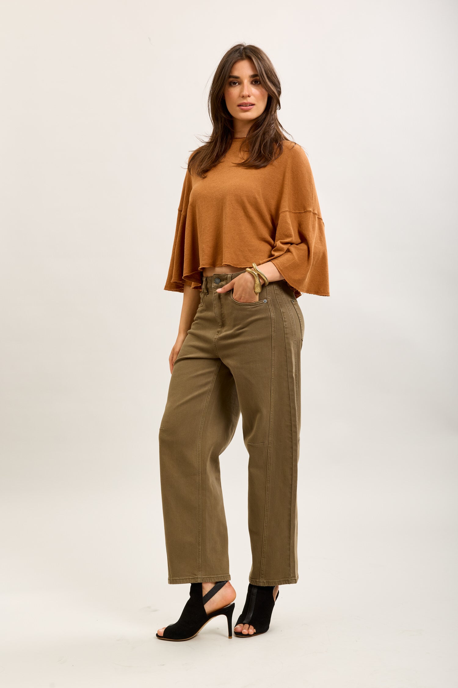 Toxik3 ballon cropped jeansbroek van stretchdenim
