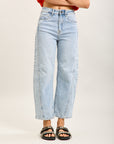 Toxik3 ballon cropped jeansbroek van stretchdenim