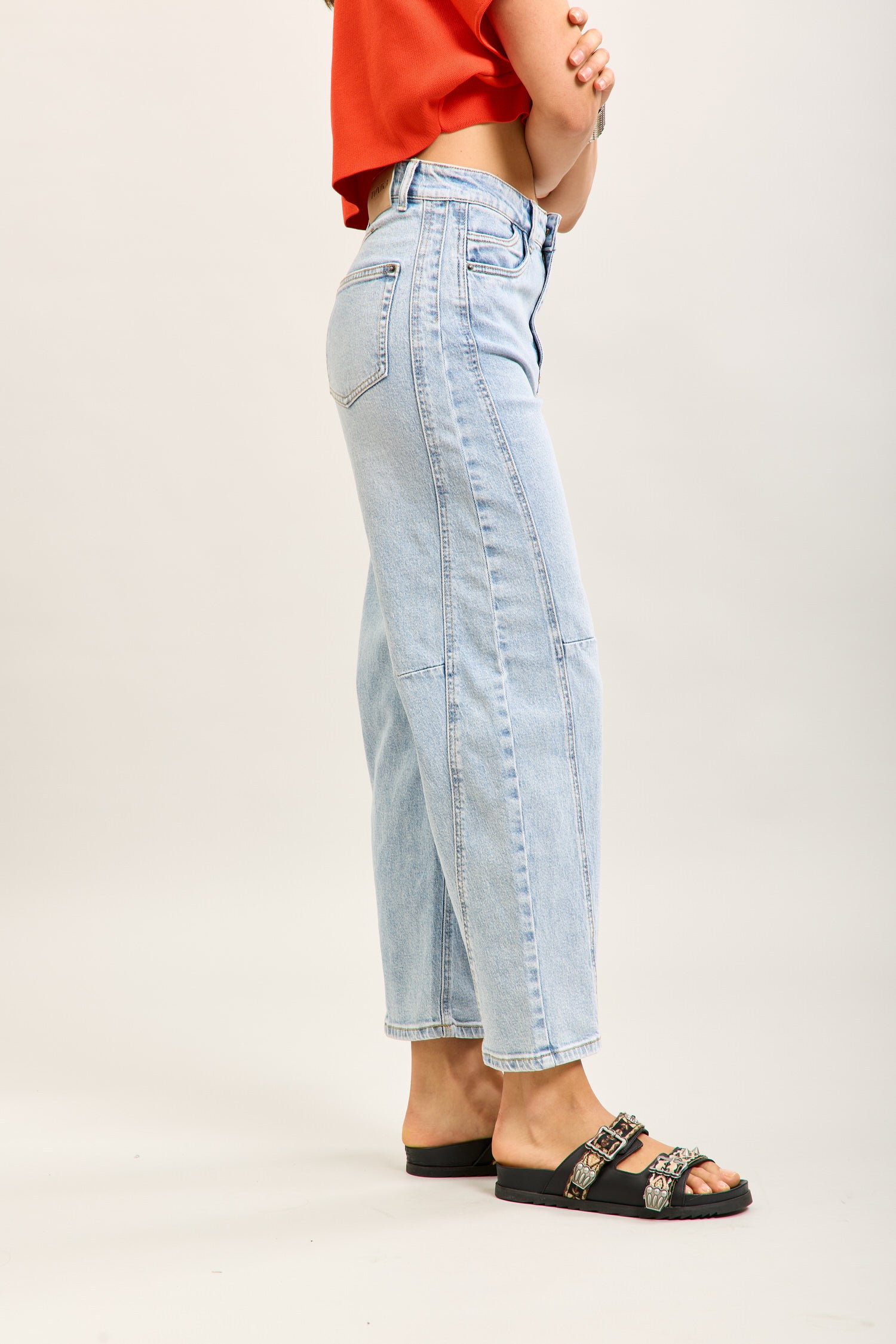 Toxik3 ballon cropped jeansbroek van stretchdenim