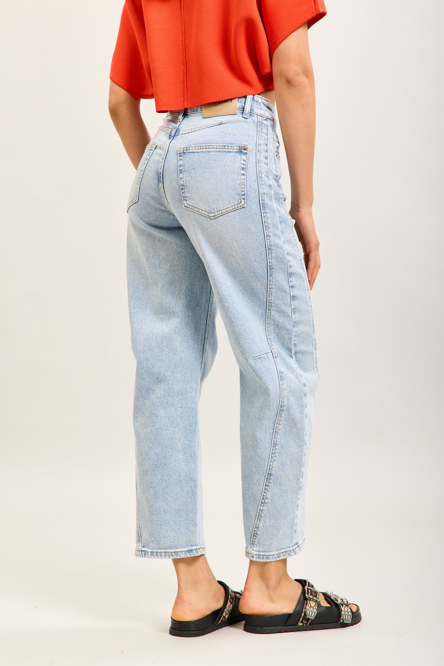 Toxik3 ballon cropped jeansbroek van stretchdenim