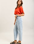 Toxik3 ballon cropped jeansbroek van stretchdenim