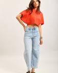 Toxik3 ballon cropped jeansbroek van stretchdenim
