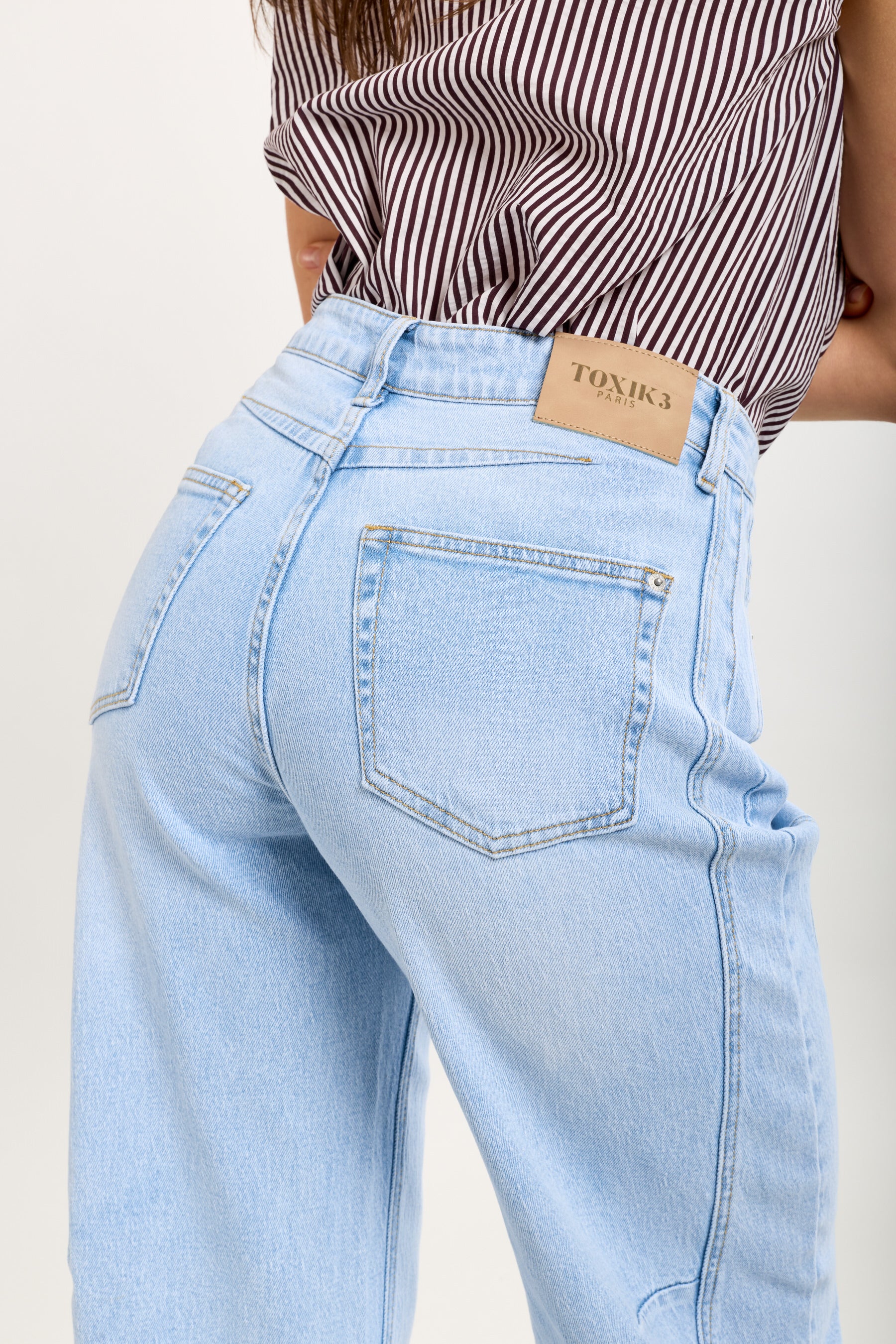 Toxik3 pantalon jean balloon cropped denim stretch