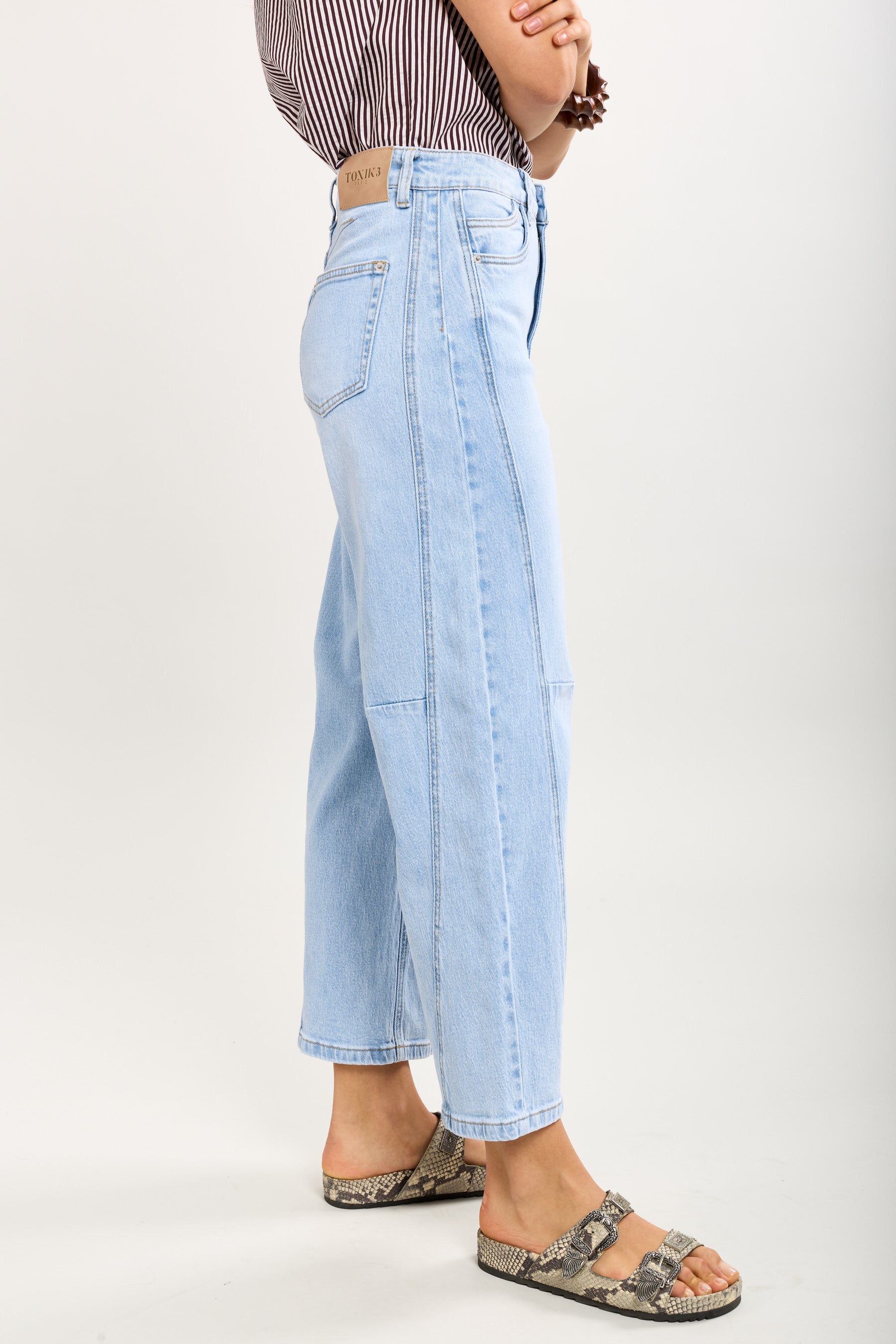 Toxik3 pantalon jean balloon cropped denim stretch
