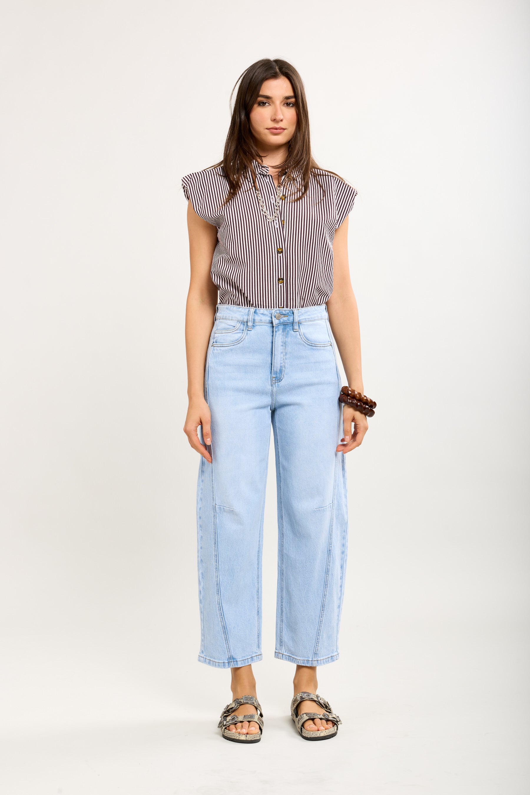 Toxik3 pantalon jean balloon cropped denim stretch