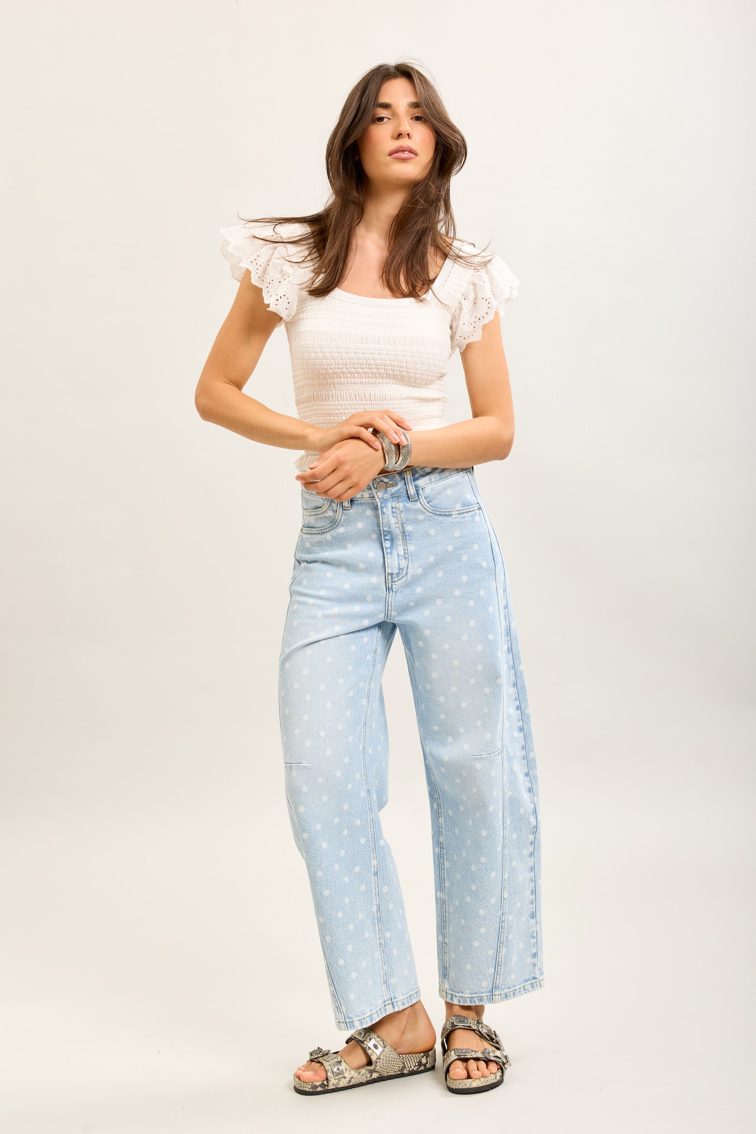 Toxik3 pantalon jean balloon denim imprimé