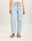 Toxik3 pantalon jean balloon denim imprimé