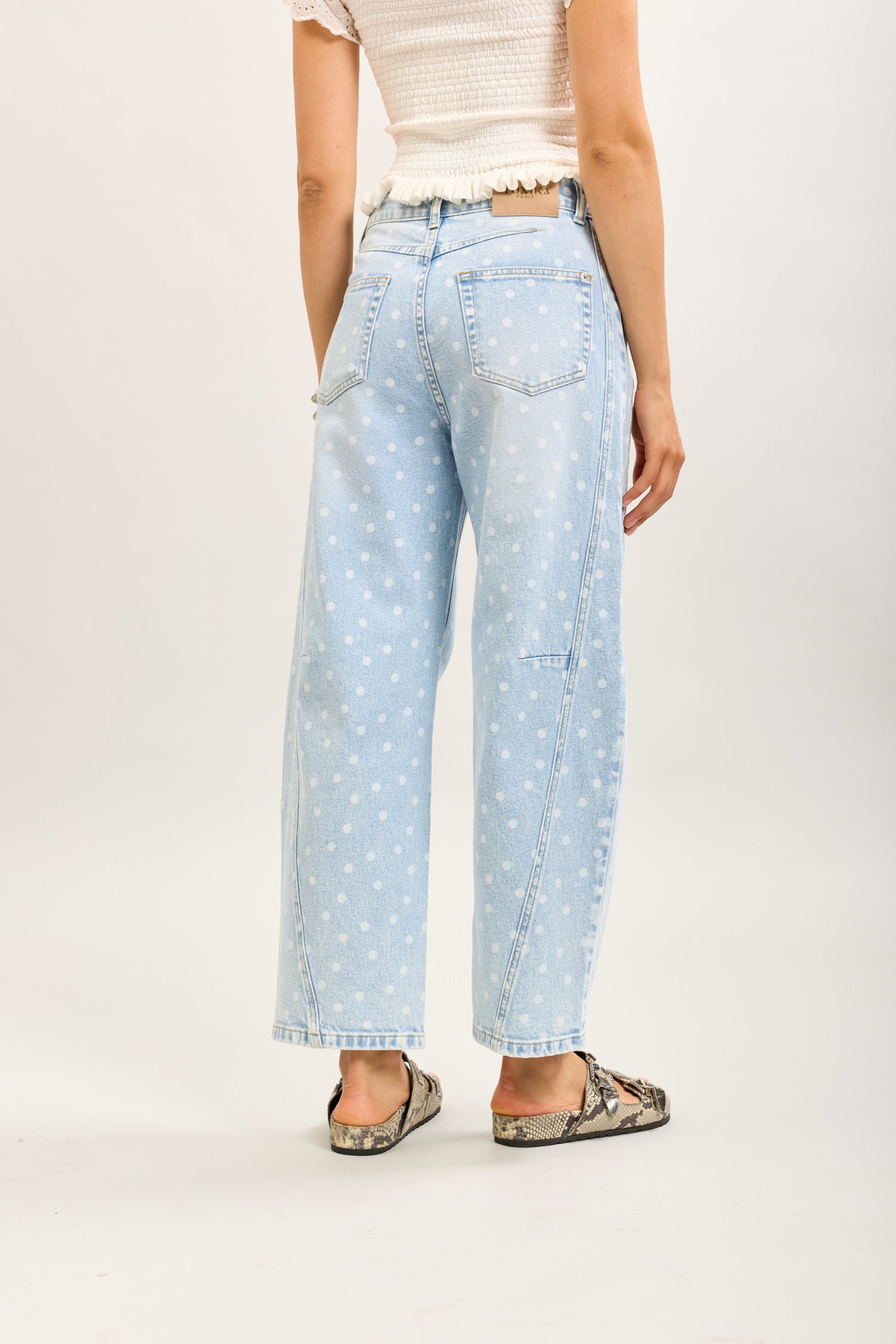 Toxik3 pantalon jean balloon denim imprimé
