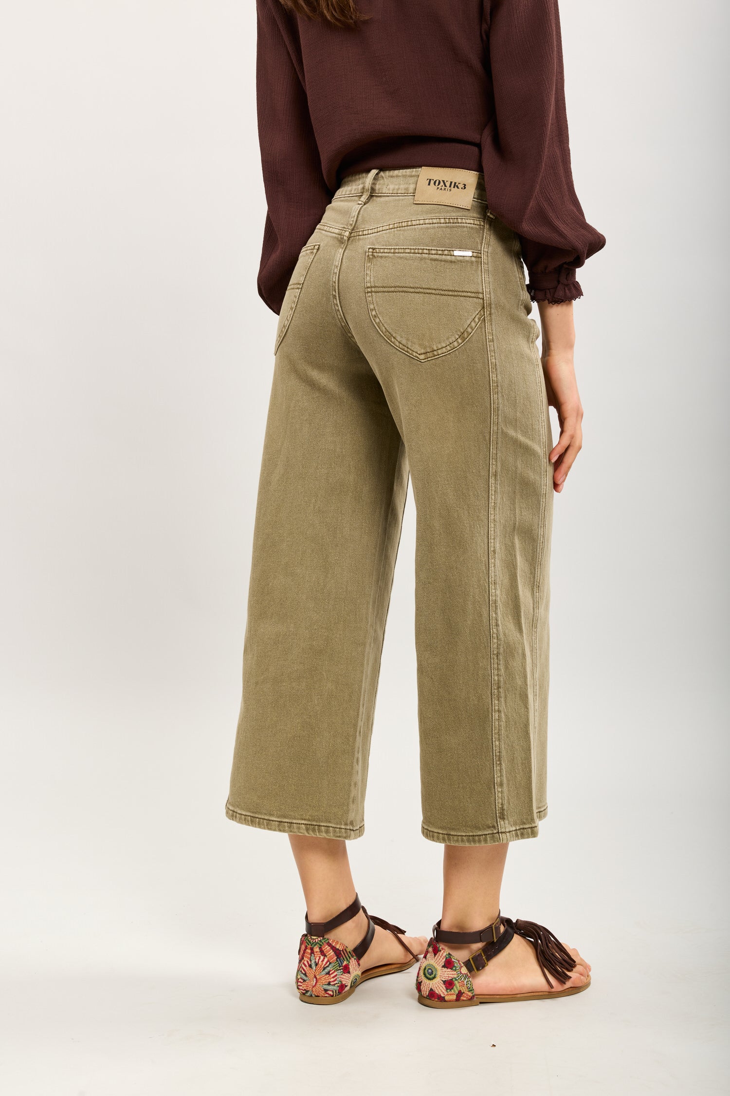 Toxik3 wide cropped stretch denim pants