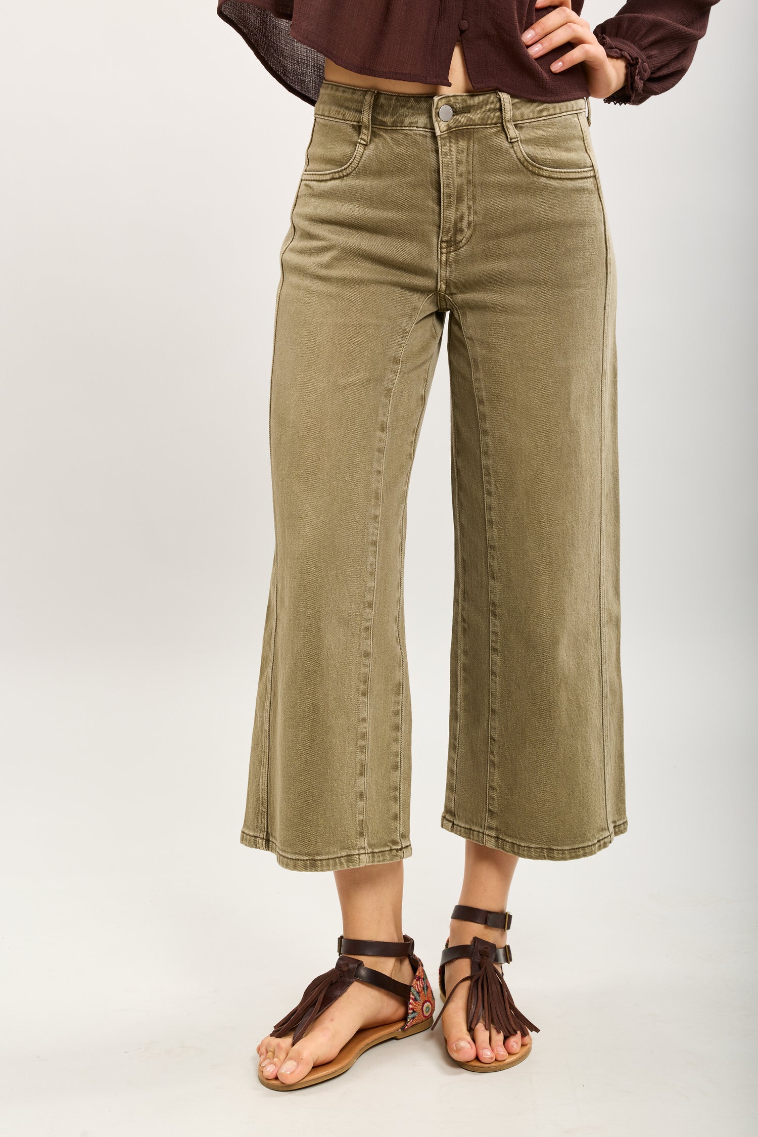 Toxik3 wide cropped stretch denim pants