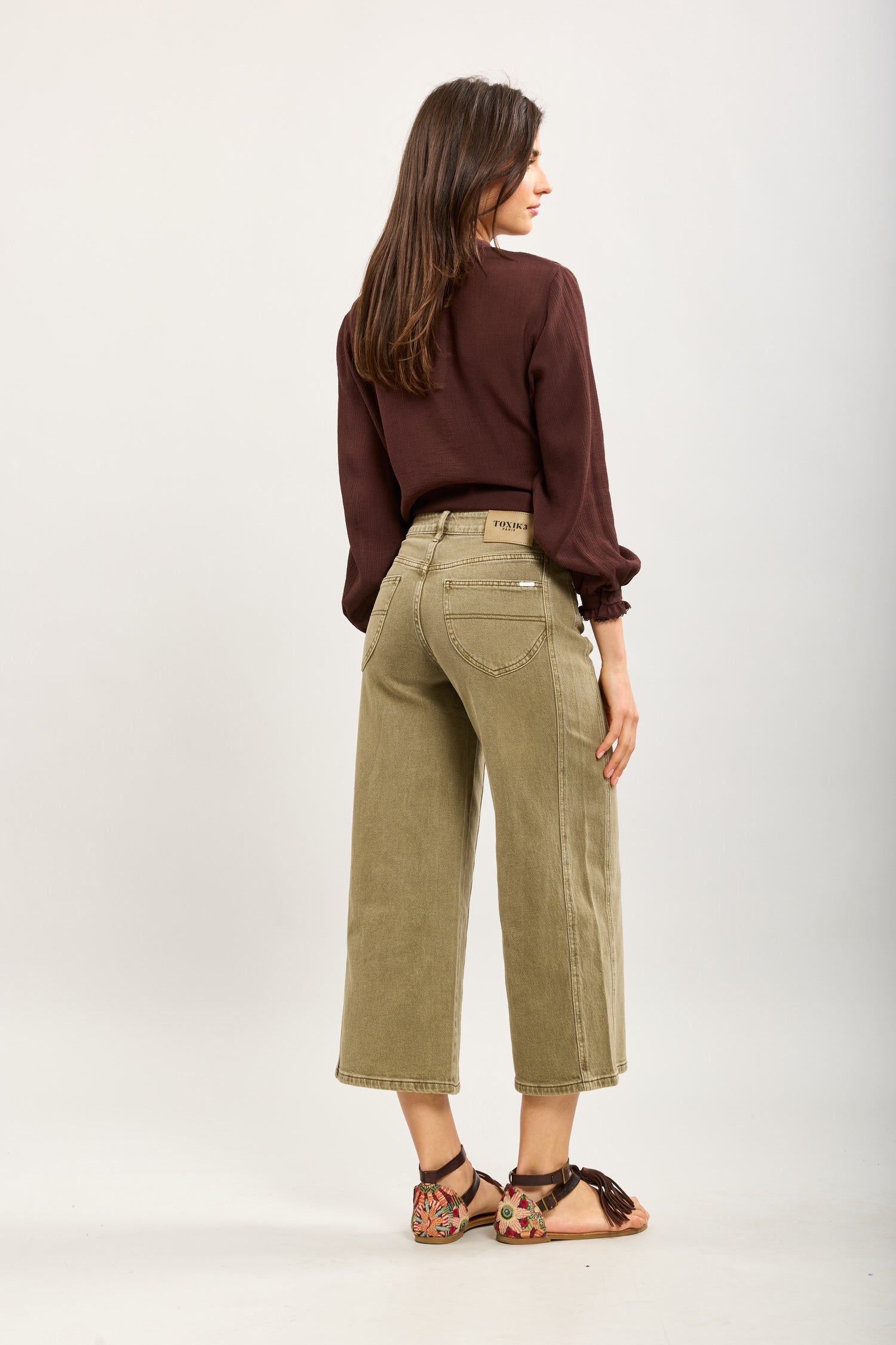 Toxik3 wide cropped stretch denim pants