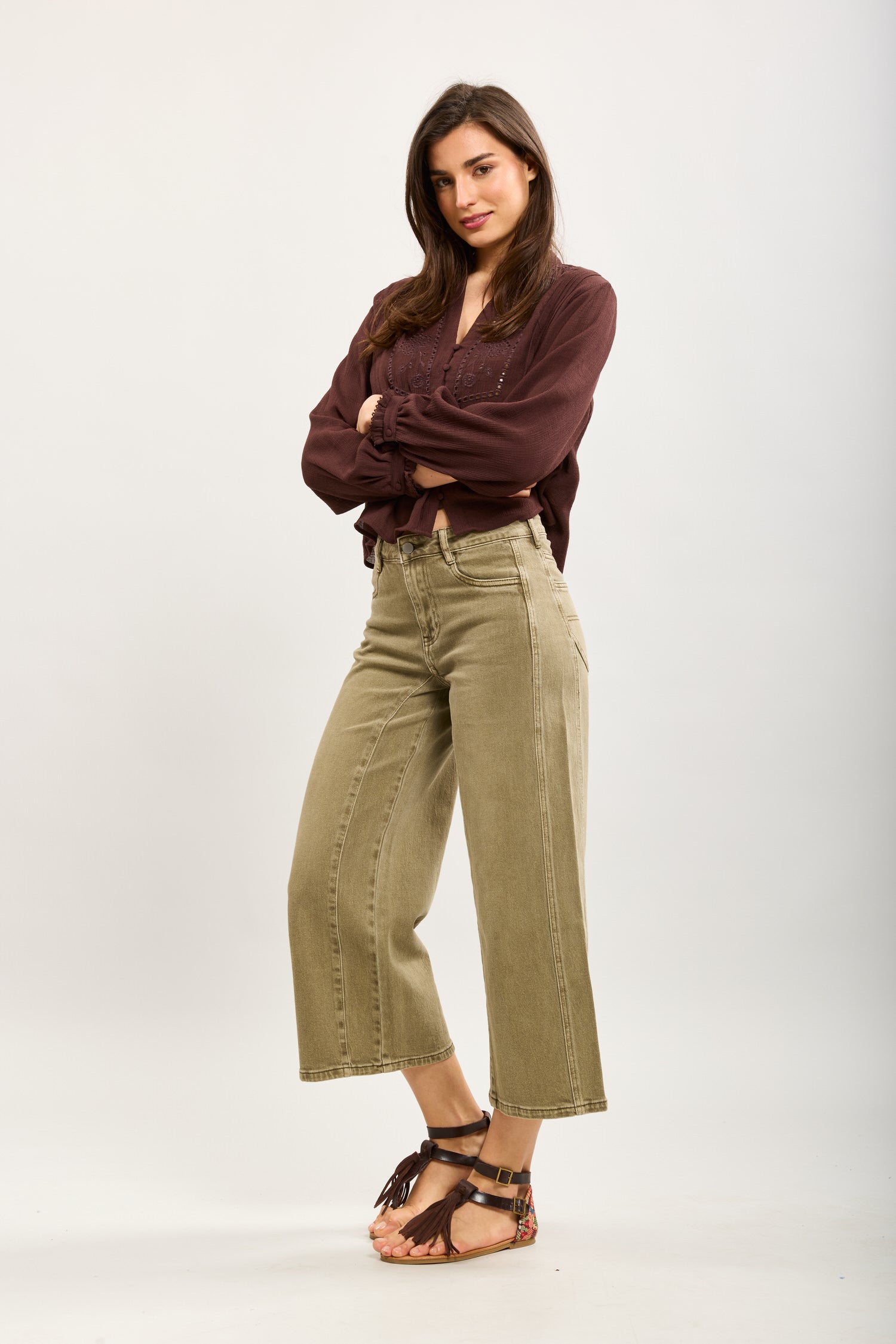 Toxik3 wide cropped stretch denim pants