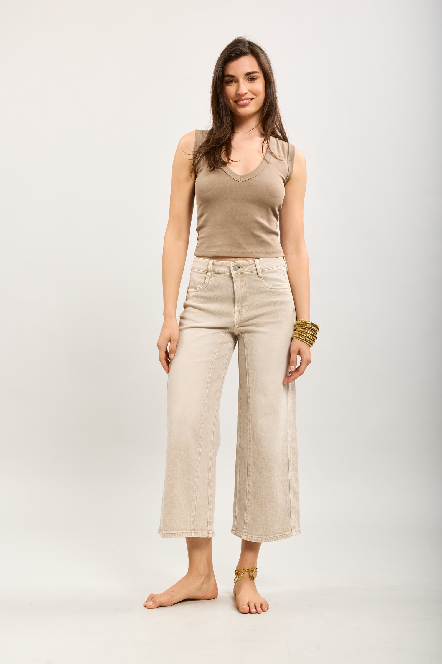 Toxik3 wide cropped stretch denim pants