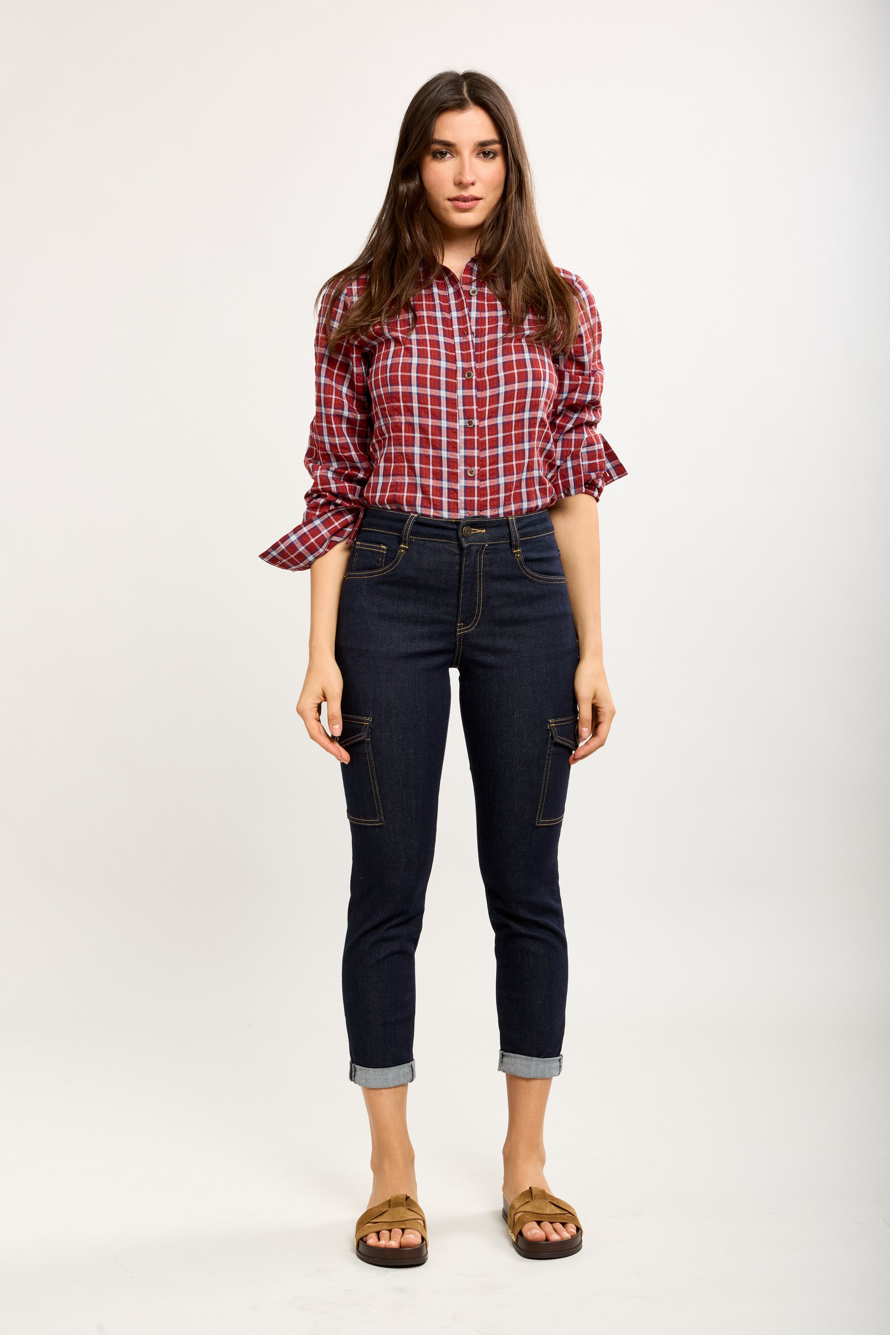 Toxik3 doorgestikte mombroek van stretchdenim