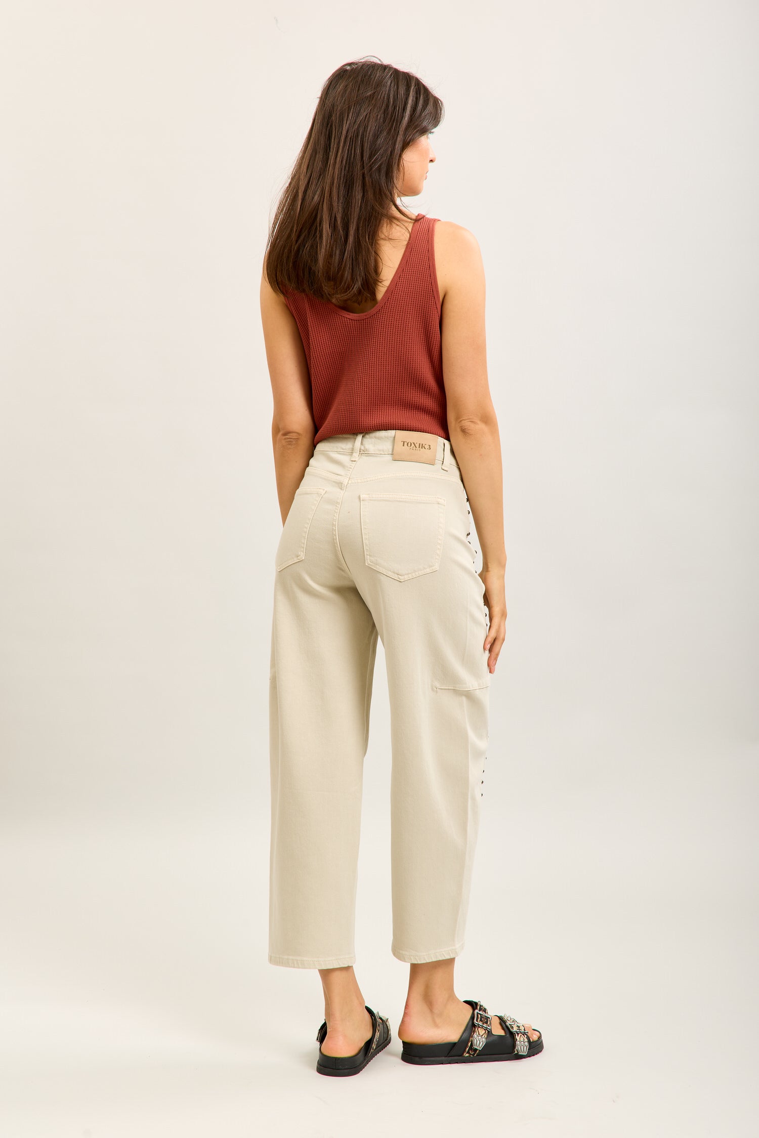 Toxik3 balloon stretch jean pants with stud details