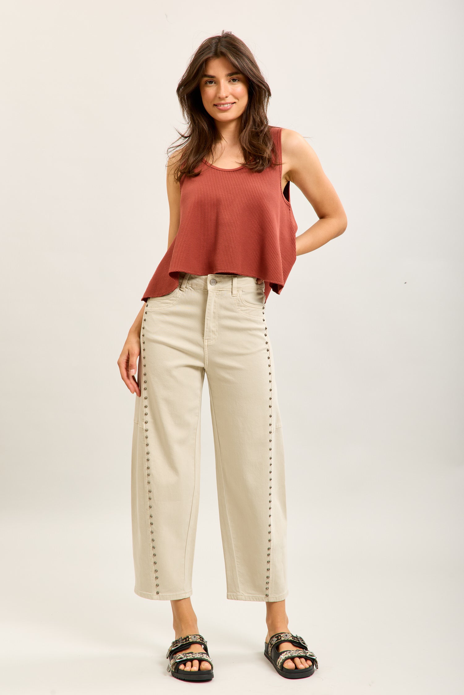 Toxik3 balloon stretch jean pants with stud details