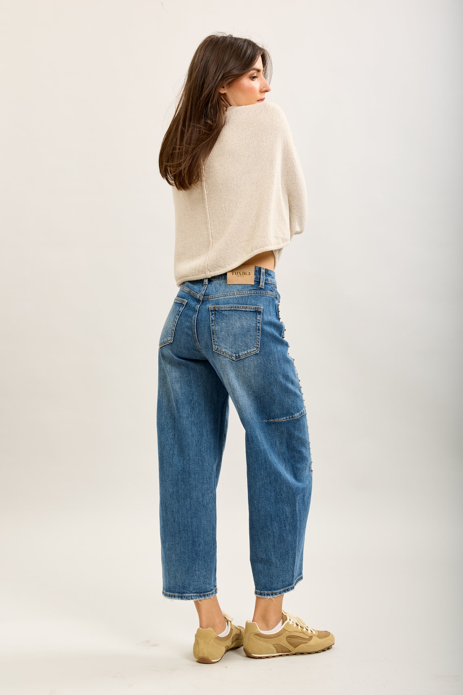 Toxik3 balloon stretch jean pants with stud details
