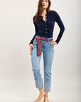 Toxik3 verkürzte, gerade Denim-Lyocell-Hose mit Bündchen-Accessoire