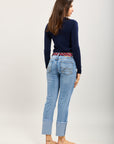 Toxik3 verkürzte, gerade Denim-Lyocell-Hose mit Bündchen-Accessoire
