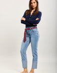 Toxik3 verkürzte, gerade Denim-Lyocell-Hose mit Bündchen-Accessoire