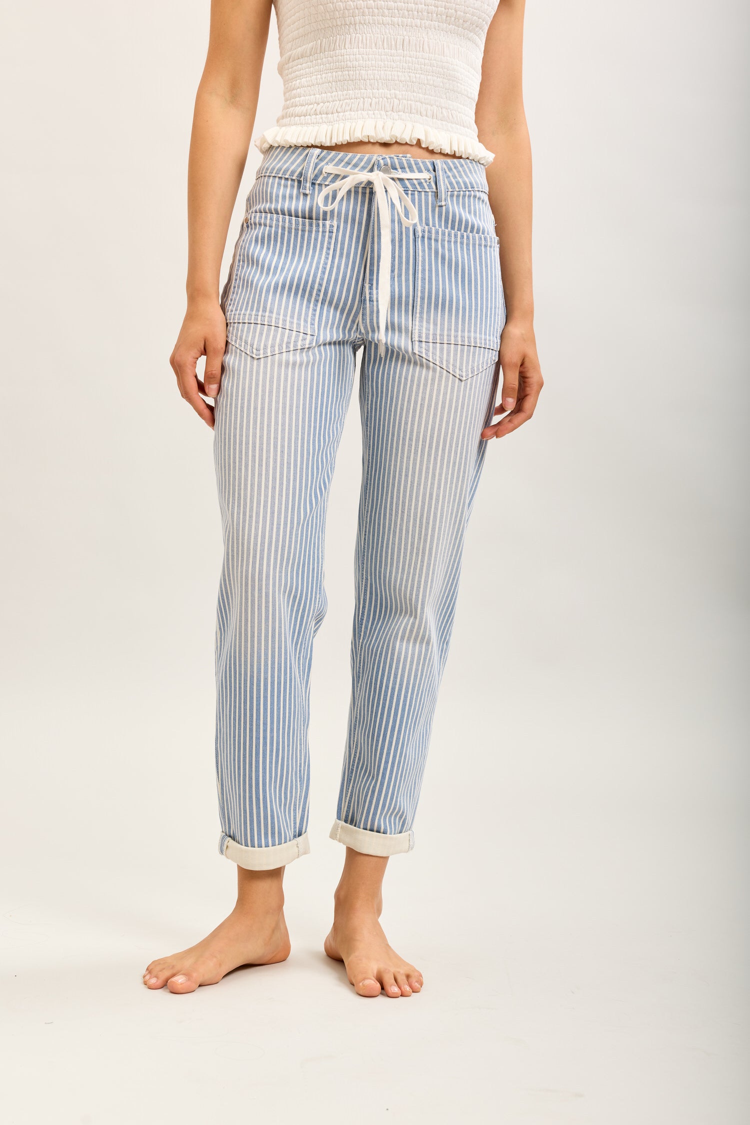 Toxik3 pantalon jean boy cropped denim stretch imprimé