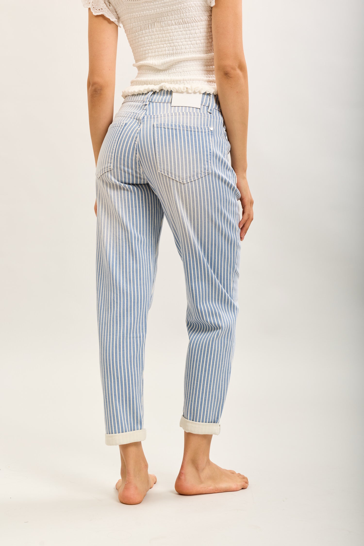 Toxik3 pantalon jean boy cropped denim stretch imprimé