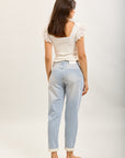 Toxik3 pantalon jean boy cropped denim stretch imprimé
