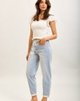 Toxik3 pantalon jean boy cropped denim stretch imprimé