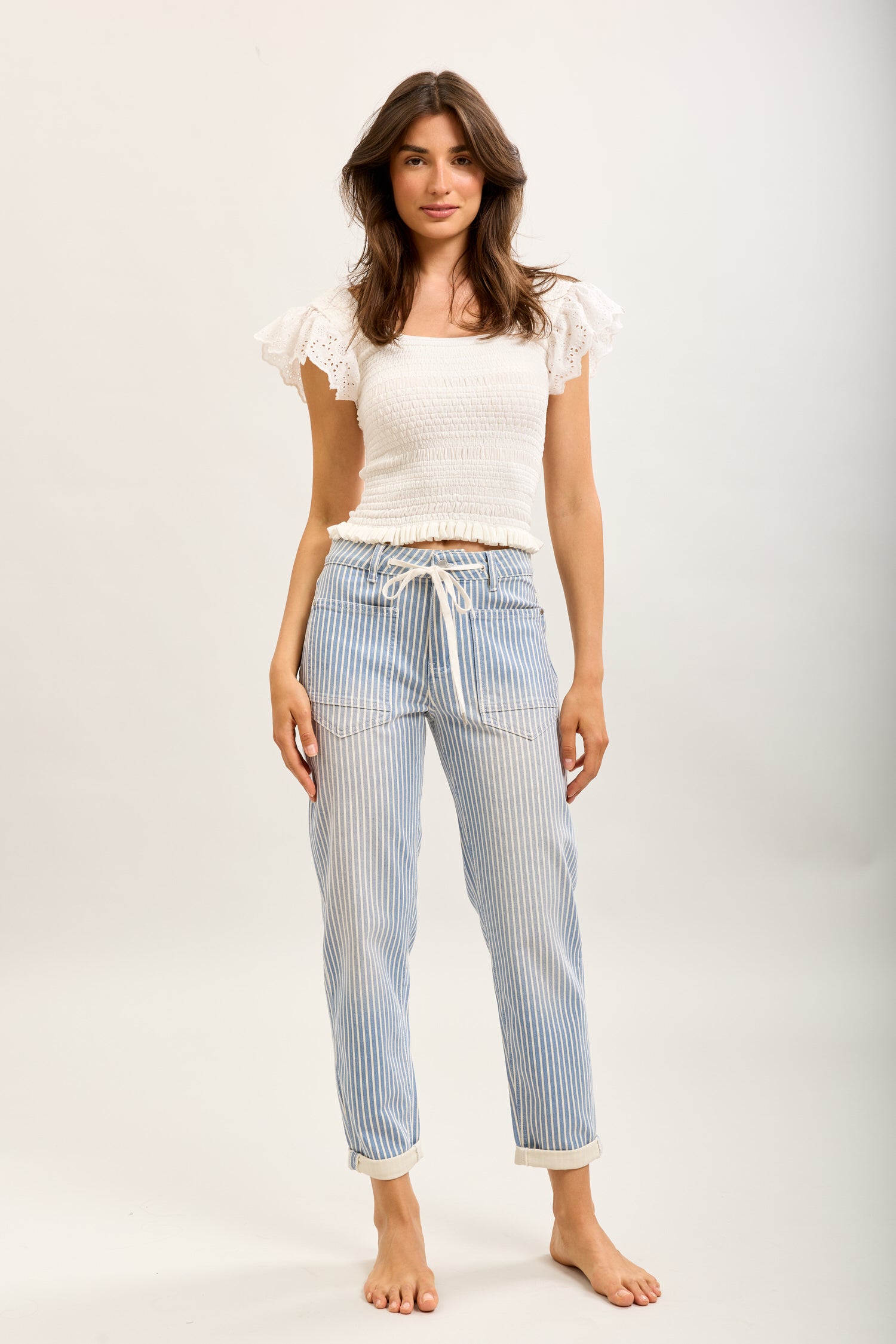 Toxik3 pantalon jean boy cropped denim stretch imprimé