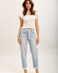 Toxik3 pantalon jean boy cropped denim stretch imprimé